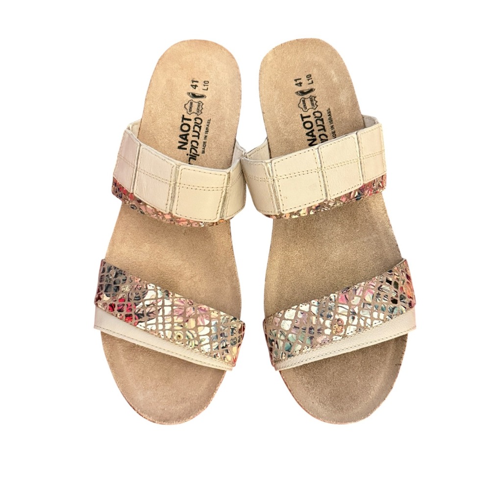 Naot Women Mosaic Metallic Leather Slide Sandals Size 41 L10 NWOB - Picture 5 of 6